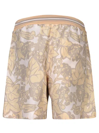 Burberry Beige Silk Shorts With Print In Beige