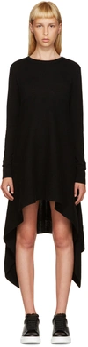 ALEXANDER MCQUEEN Black Cashmere Asymmetric Dress