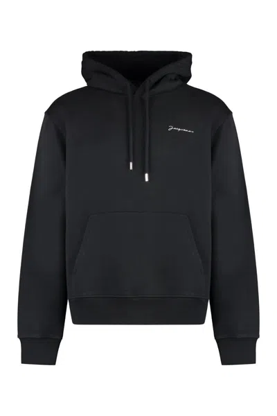 Shop Jacquemus Brodé Cotton Hoodie In Black