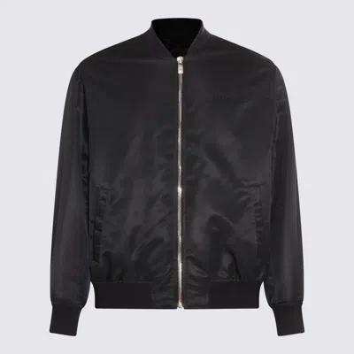 Shop Versace Black And Multicolour Printed Bomber Down Jacket In Red