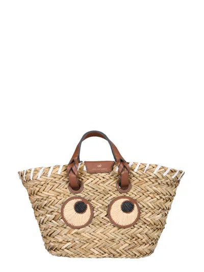 Anya Hindmarch Paper Eyes Small Shopping Bag In Beige
