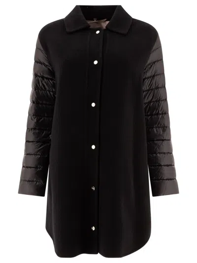 Herno Coat With Down Sleeves In Black