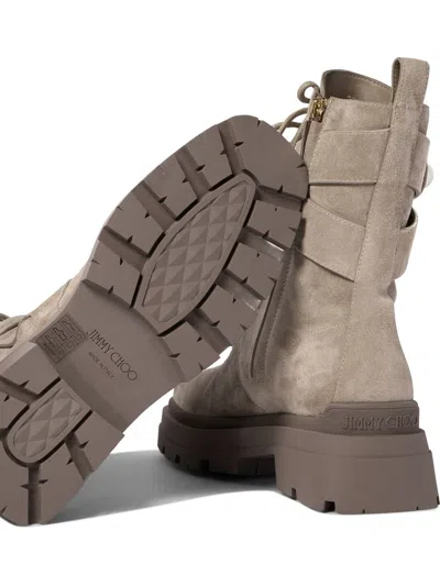 Shop Jimmy Choo "noemi 45" Combat Boots In Beige