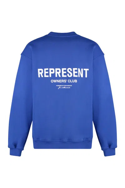 Shop Represent Cotton Crew-neck Sweatshirt With Logo In Blue