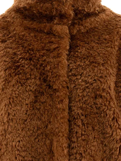 Shop Herno Teddy Long Coat In Brown