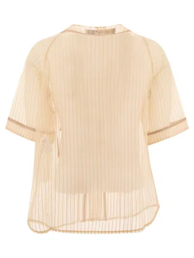 Shop Kapital "sheer Great Kountry" Shirt In Beige