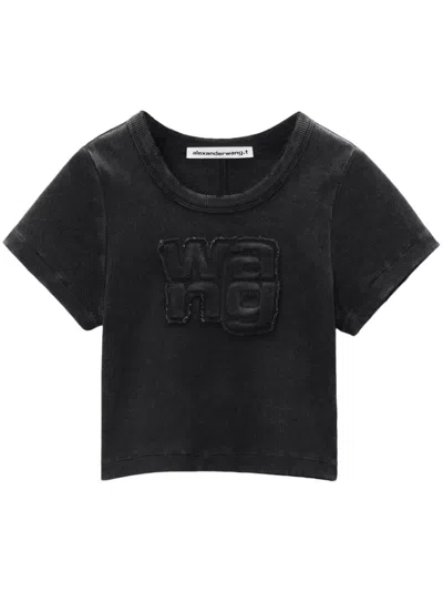 Shop Alexander Wang T-shirt With Crop Application In Black