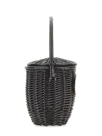 Patou Borsa A Secchiello In Vimini In Black