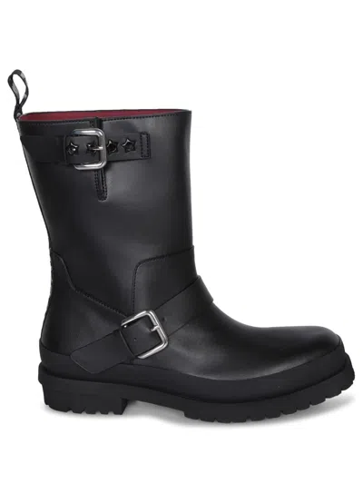 Stella Mccartney Black Trace Buckle-strap Biker Boots In Black