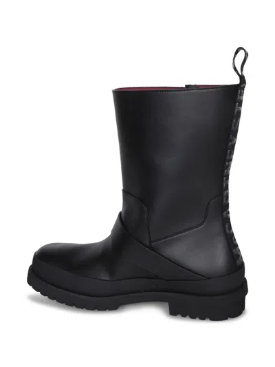 Stella Mccartney Black Trace Buckle-strap Biker Boots In Black