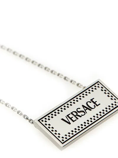 Shop Versace '90s Vintage  Logo' Necklace In Silver