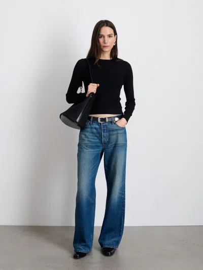 Alex Mill Ava Crewneck Sweater In Extra Fine Merino In Black