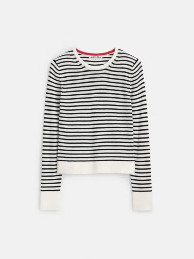 Alex Mill Ava Crewneck Sweater In Stripe Extra Fine Merino In Ivory/black