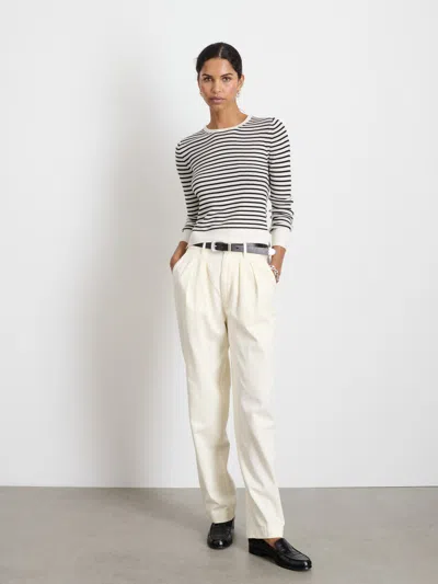 Alex Mill Ava Crewneck Sweater In Stripe Extra Fine Merino In Ivory/black