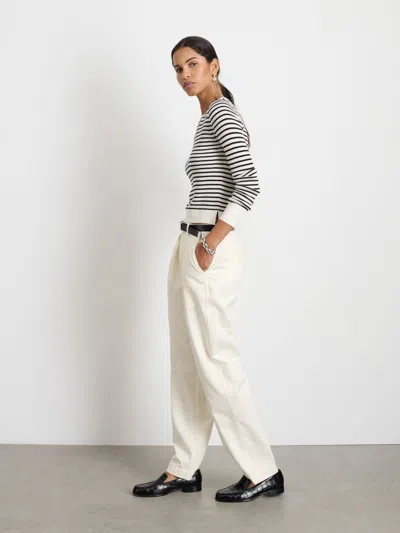 Alex Mill Ava Crewneck Sweater In Stripe Extra Fine Merino In Ivory/black