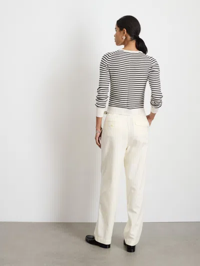 Alex Mill Ava Crewneck Sweater In Stripe Extra Fine Merino In Ivory/black