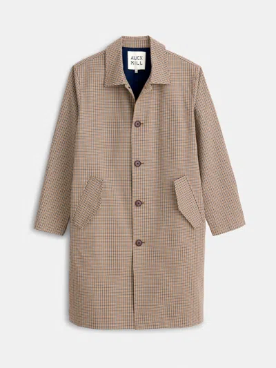 Alex Mill Balmacaan Coat In Shepherd Check In Khaki Multi