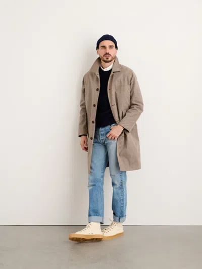 Alex Mill Balmacaan Coat In Shepherd Check In Khaki Multi