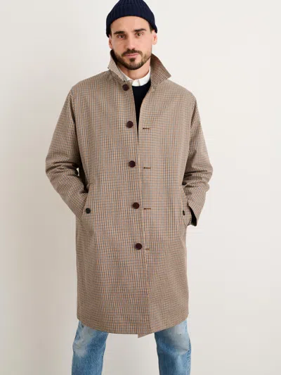 Alex Mill Balmacaan Coat In Shepherd Check In Khaki Multi