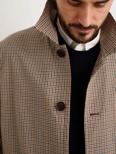 Alex Mill Balmacaan Coat In Shepherd Check In Khaki Multi