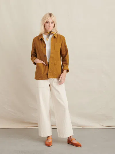 Alex Mill Britt Work Jacket In Upcycled Denim In Golden Khaki
