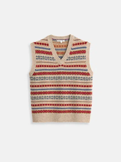 Alex Mill Fair Isle Vest In Khaki Multi