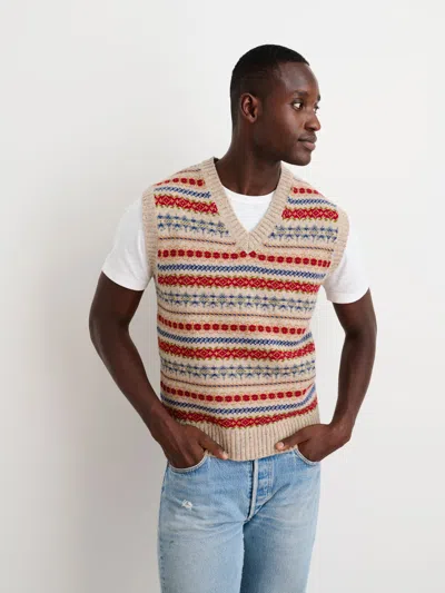 Alex Mill Fair Isle Vest In Khaki Multi