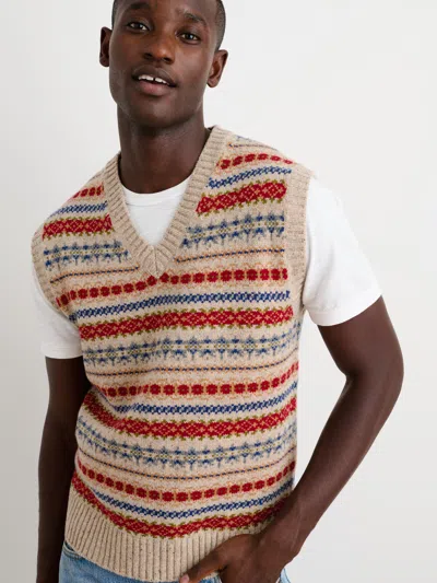 Alex Mill Fair Isle Vest In Khaki Multi