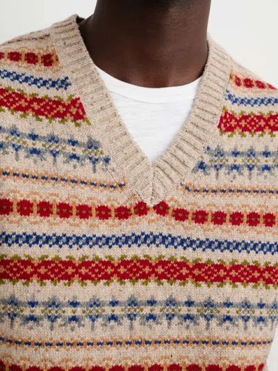 Alex Mill Fair Isle Vest In Khaki Multi