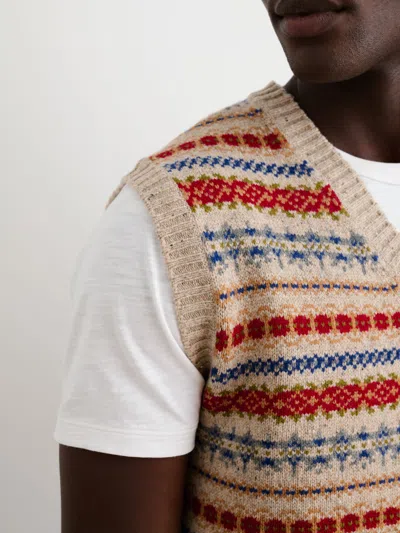 Alex Mill Fair Isle Vest In Khaki Multi