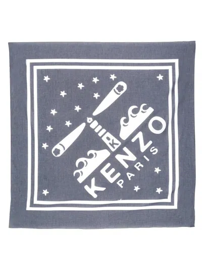 Shop Kenzo Lighthouse Large Scarf In Blue