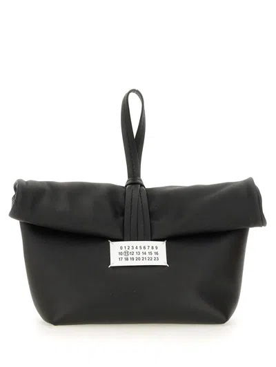 Maison Margiela Rectangular Leather Clutch Loop Handle In Black
