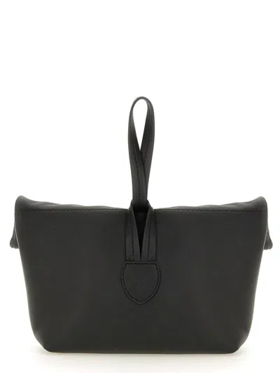 Maison Margiela Rectangular Leather Clutch Loop Handle In Black