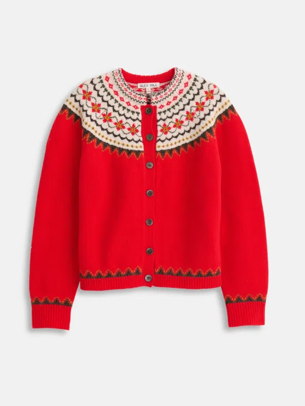 Alex Mill Hilde Fair Isle Cardigan In Flame Multi | ModeSens