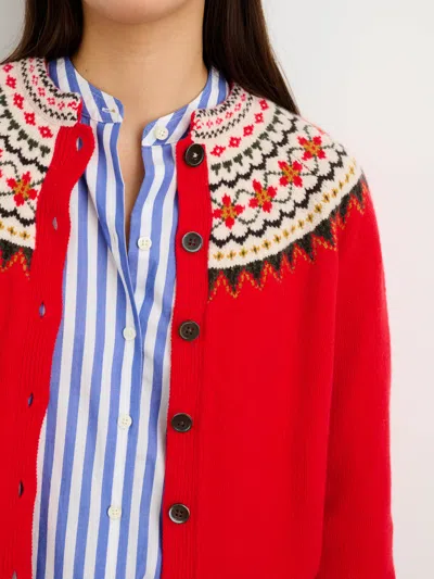 Alex Mill Hilde Fair Isle Cardigan In Flame Multi