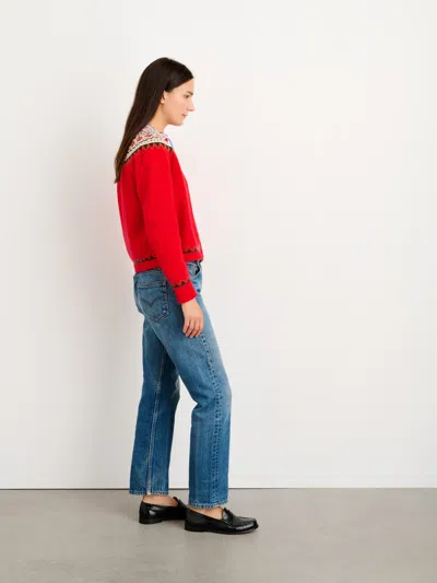 Alex Mill Hilde Fair Isle Cardigan In Flame Multi
