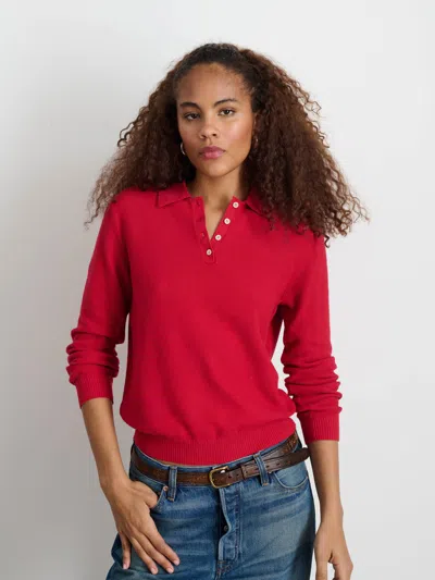 Alex Mill Alice Long Sleeve Polo In Red