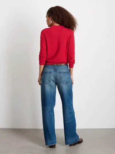 Alex Mill Alice Long Sleeve Polo In Red