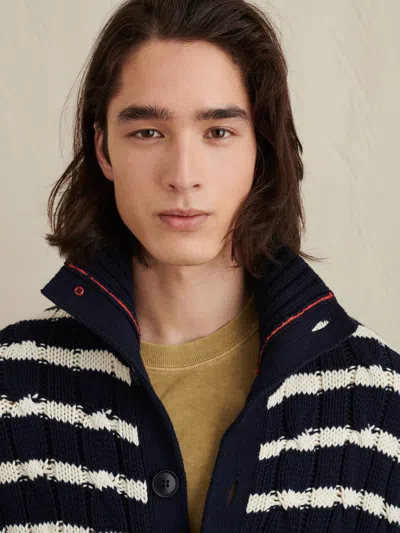 Alex Mill Jack Cable Sweater In Stripe In Navy/ivory