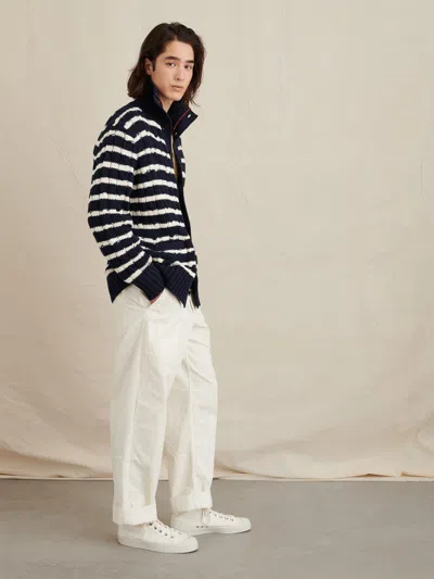 Alex Mill Jack Cable Sweater In Stripe In Navy/ivory