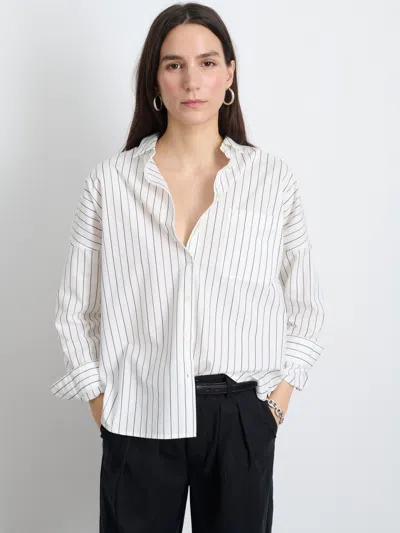 Alex Mill Jo Shirt In Striped Paper Poplin In White Multi