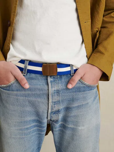 Alex Mill Striped Web Belt In Cobalt/white