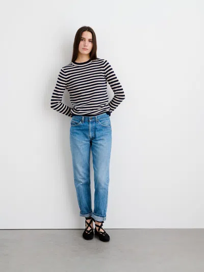 Alex Mill Sun Sweater In Stripe In Dark Navy/oatmeal