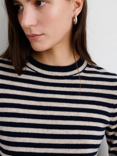 Alex Mill Sun Sweater In Stripe In Dark Navy/oatmeal