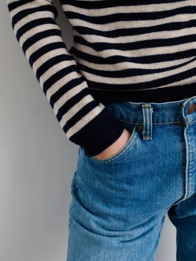 Alex Mill Sun Sweater In Stripe In Dark Navy/oatmeal