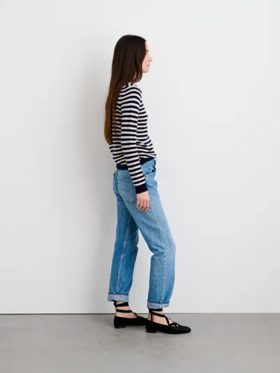 Alex Mill Sun Sweater In Stripe In Dark Navy/oatmeal