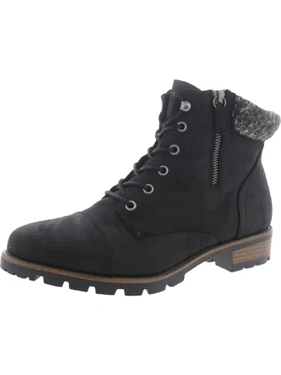 White Mountain Daisy Womens Faux Fur Lace Up Ankle Boots In Multi