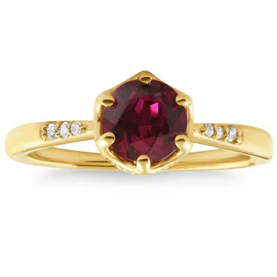 Pompeii3 3/4ct Ruby & Diamond Ring 10k Yellow Gold Lab Grown In Red