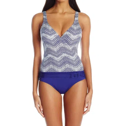Badgley Mischka Gisele Surplice One Piece Swimsuit In Bad Gisele In Purple