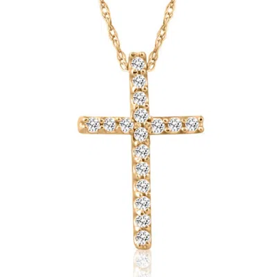 Pompeii3 1/10ct Diamond Cross Pendant 10k Yellow Gold In Silver
